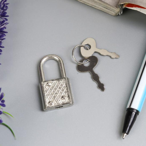 Цена за 5 шт. Замок навесной металл для шкатулок с ключом 3,3х1,9 см