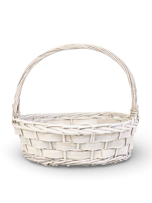 Корзина плетёная для хранения Alba, с ручкой, белая, набор 2 шт.