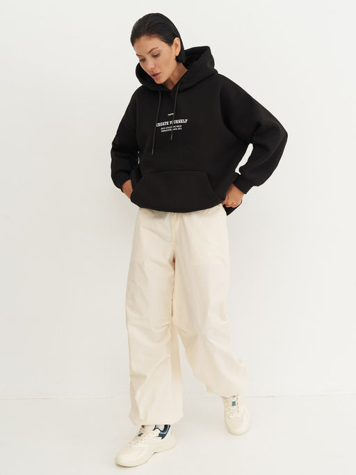 =Утепленное худи с начесом свободного силуэта - NEVERLATE фото 4