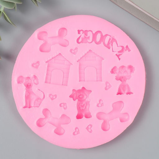 Молд силиконовый «Пёсики и будки» 1 × 8,8 × 8,8 см