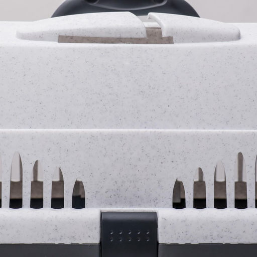 Переноска для животных до 9 кг Пижон, металлическая дверь, 43 х 29 х 27,5 см, бело-серая  фото 9