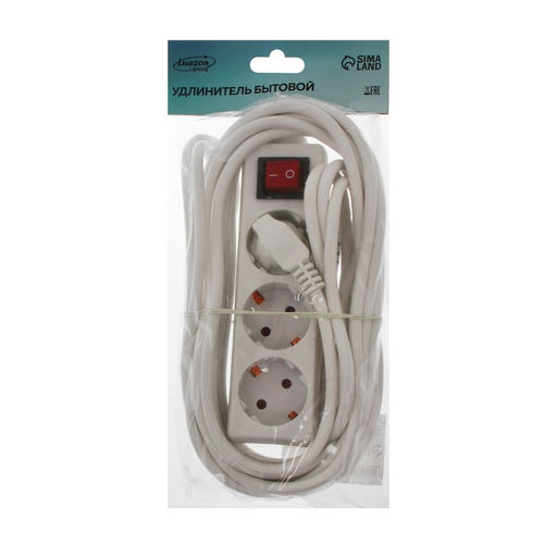 Удлинитель Luazon Lighting, 3 розетки, 7 м, 10 А, 1300 Вт, 3х0.75 мм2, с з/к, с выкл., Б