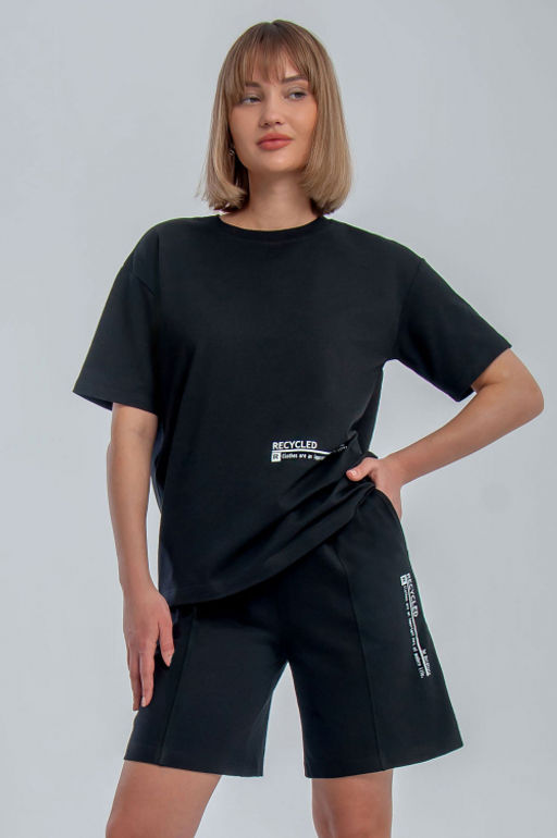 Арт. 2369 Костюм женский с шортами 42-50 (5 шт) Цвет:верх-черный,низ-черный - Калинка фото 10