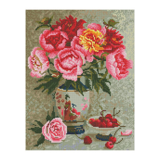 Алмазная мозаика 30*40см "Пионы и вишня" 29цв. (АМП3040_47519, "ТРИ СОВЫ") полное заполнение