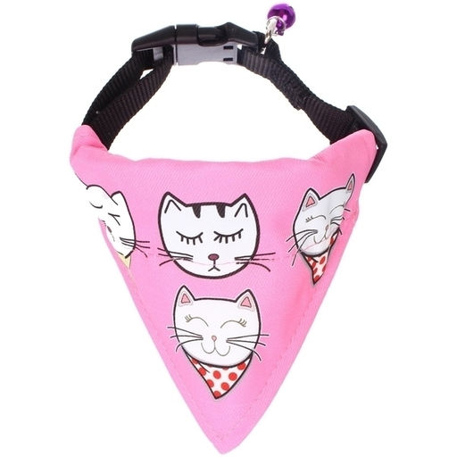 Цена за 2 шт. Ошейник с банданой и колокольчиком для кошек и собак мелких пород "Стильный БРО", цвет розовый, рS/16*11см (лейбл)