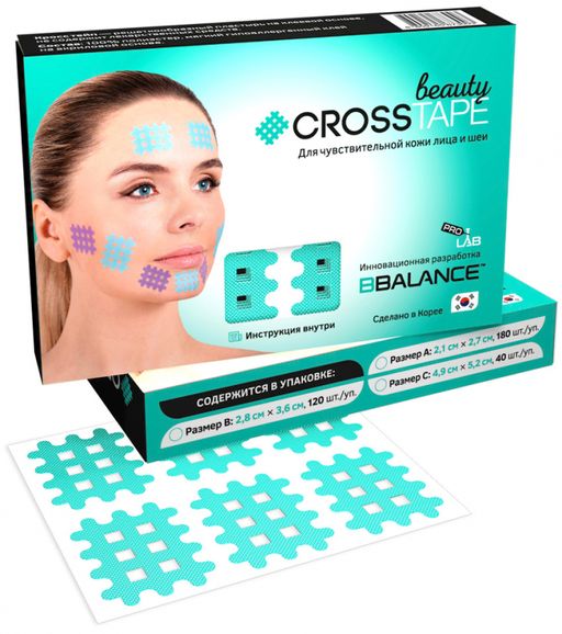 Кросс тейпы для лица CROSS TAPE BEAUTY 2,8 см х 3,6 см размер B цвет мята