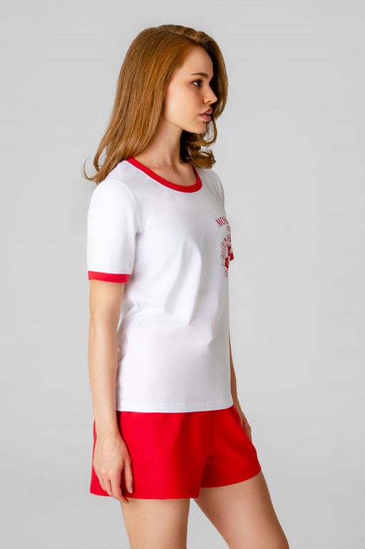 Арт.2374/2 Набор футболка и шорты 42-50 ( 5 шт.) Цвет:верх-белый, низ-красный