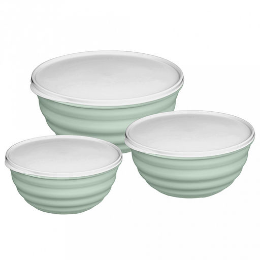Миска пластмассовая "Latina" 1,1л, д16,6см, h8см, светло-зеленый, с крышкой (Россия)