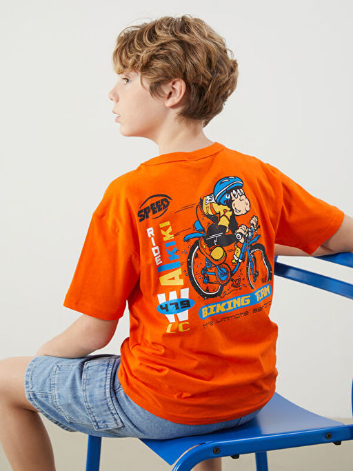 Bisiklet Yaka Nostaljik Maymun Bask?l? Erkek ?ocuk Ti??rt