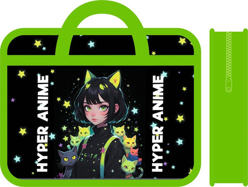 Папка на молнии с ручками А4 (ПМ-А4-25) "Hyperanime" тканевая окантовка