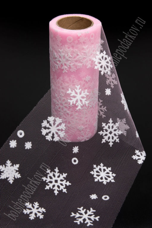 Фатин Снежинки 15 см*10 ярд (SF-7523) розовый - Больше подарков фото 2