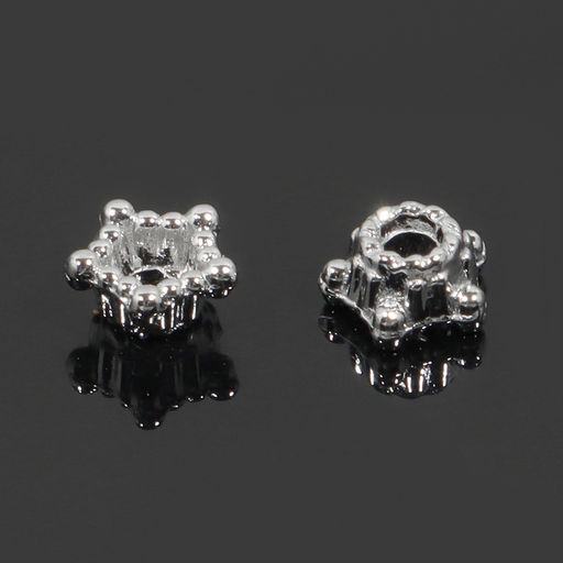 Шапочки для бусин Звездочки (набор 30 шт.) 0.5?0.5?0.2 см, цвет серебро