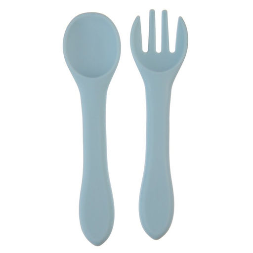 Набор детский столовых приборов, вилка и ложка, цвет голубой - Крошка я фото 3