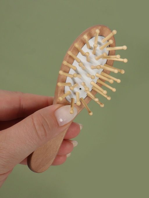 Цена за 2 шт. Расчёска - мини массажная, деревянная, 4×11.5 (±1) см