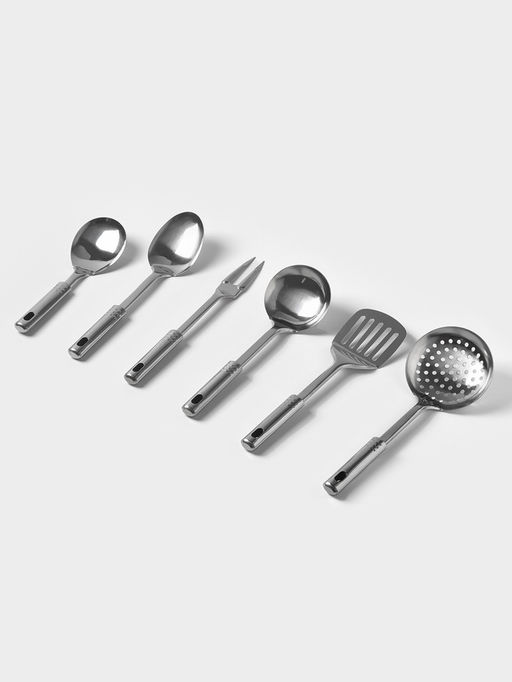 Набор кухонных принадлежностей «Стандарт», 6 предметов, на подвесе, цвет серебристый