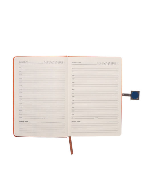 Ежедневник недатированный А5, с хлястиком, 96 листов, в линейку, пвх, оранжевый - Simaland фото 10