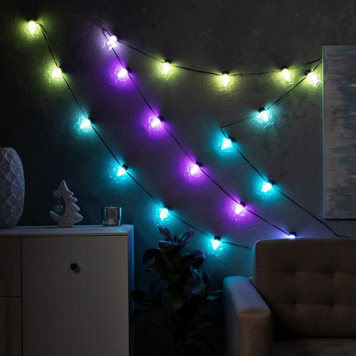 Умная гирлянда Нить 6 м с насадками Звёздочки, IP20, тёмная нить, 20 LED, свечение RGB, USB - Luazon lighting фото 4