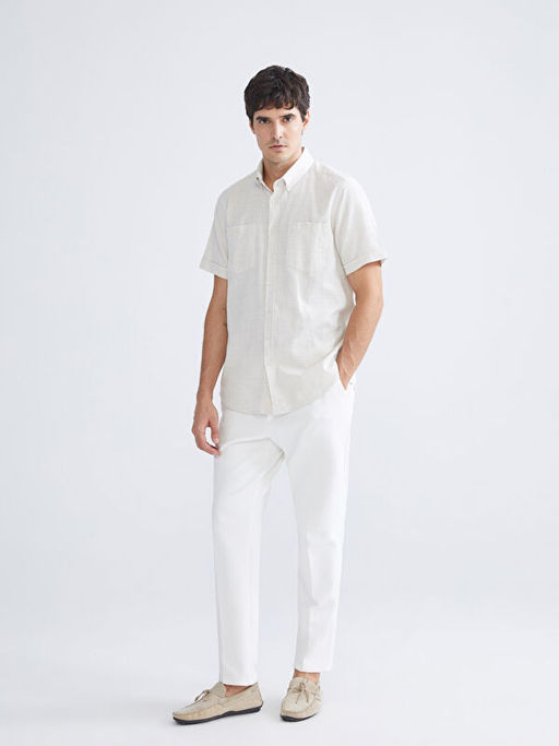 Regular Fit K?sa Kollu Arm?rl? Erkek Dokulu G?mlek