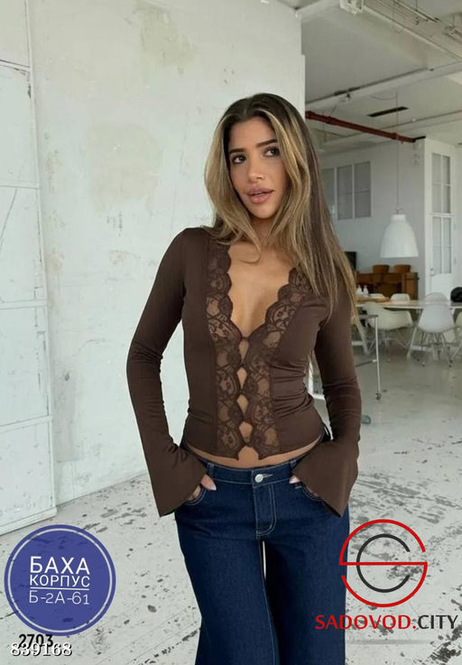 Лонгслив женский с кружевами - Bruno фото 3