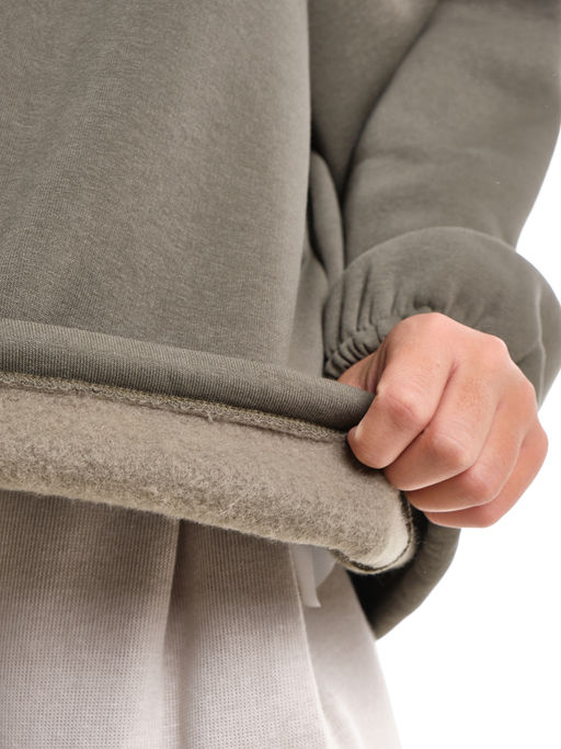 Толстовка с начесом 22-7498 хаки - Mini maxi фото 3