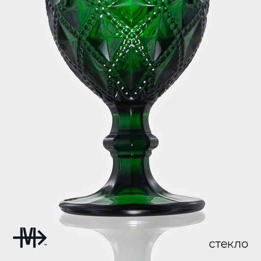Бокалы для вина Magistro «Варьете», 320 мл, набор 6 шт., стекло, зелёные
