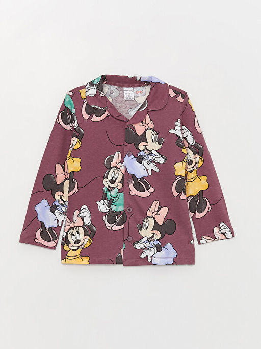 Polo Yaka Uzun Kollu Minnie Mouse Bask?l? K?z Bebek Pijama Tak?m? - Waikiki фото 2