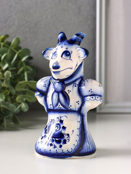 Фигурка фарфор «Коза Глаша», 14 см, гжель