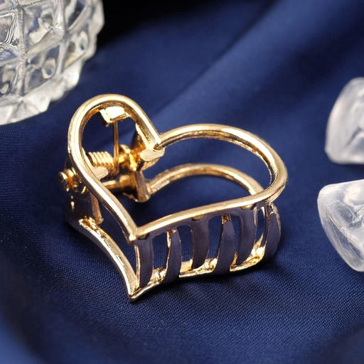 Цена за 6 шт. Крабик для волос «Маргарита», сердце, 2.5 см, золото