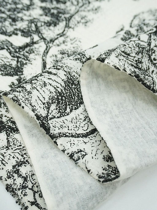 Муслин двухслойный с эф.жатости Туаль де Жуи-Дикий мир цв.черный, ш.1.4м, хлопок-100%, 120гр/м.кв - Купава фото 3