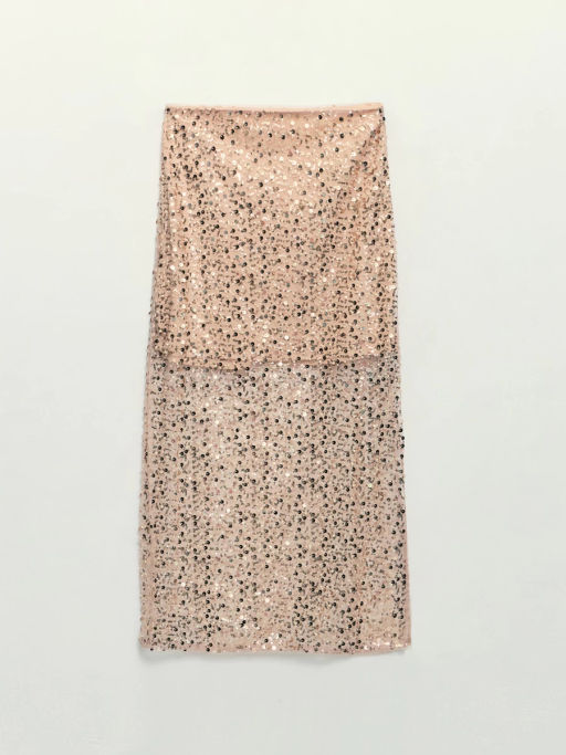 Двухслойная юбка миди c пайетками / Zarina
