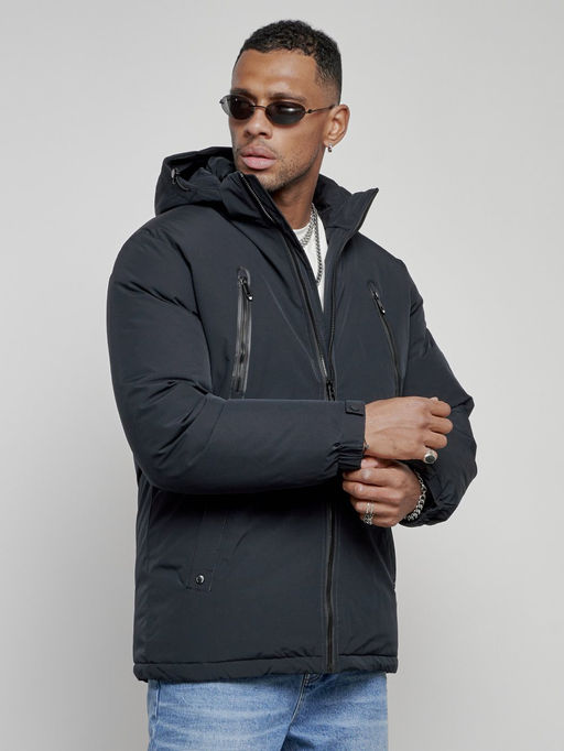 Куртка спортивная мужская зимняя с капюшоном темно-синего цвета 8360TS - Wonderrman фото 9