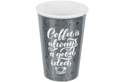 Стакан 400 мл 9,5*9,5*14 см Графит + силиконовая крышка, NEW BONE CHINA - Elan gallery фото 4
