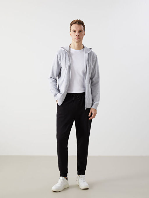 Kap??onlu Uzun Kollu Erkek Fermuarl? Sweatshirt