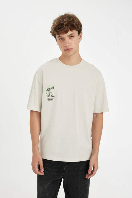 Футболка свободного кроя с круглым вырезом и короткими рукавами Looney Tunes - Defacto фото 4