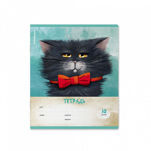 АКЦИЯ Цена за 10 шт. Тетрадь школьная ученическая ErichKrause Funny Cats, 18 листов, клетка (в плёнке по 10 шт.)_MIX-PACK  фото 18