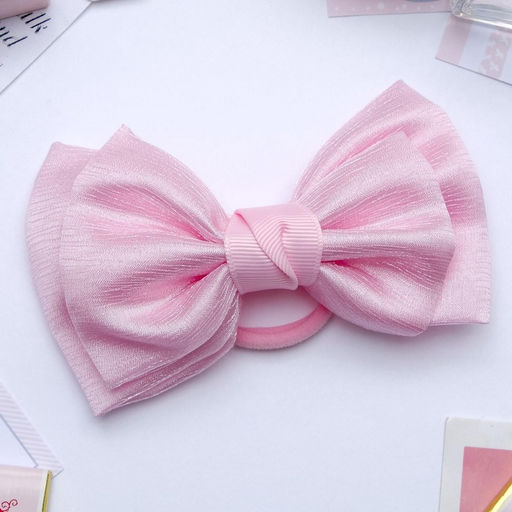 Цена за 6 шт. Бант для волос на резинке «Умница», двойной, 10 см, розовый