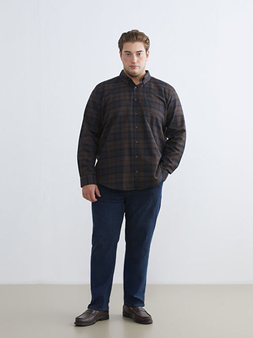 Regular Fit Uzun Kollu Ekose Gabardin Erkek G?mlek