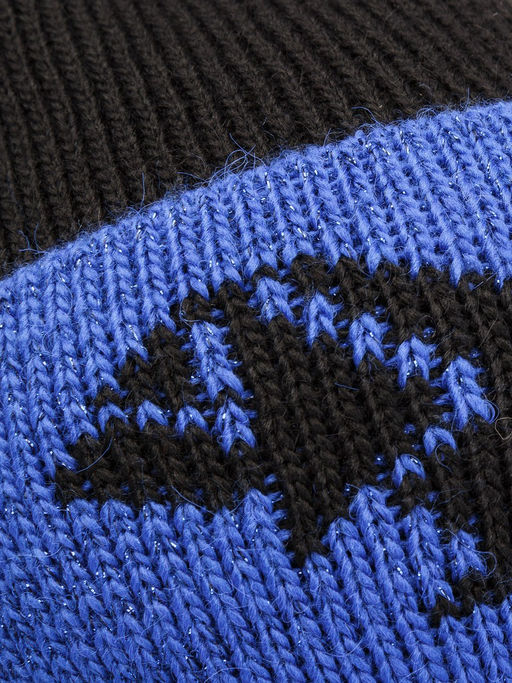 Шапка жен. шерсть+акр LB-BR55035 black/electric blue