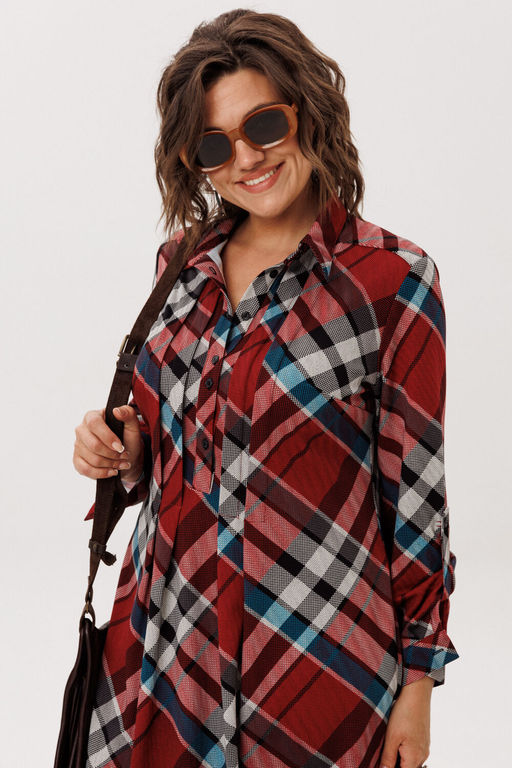 Платье ANELLI 1769 Бордовая шотландка