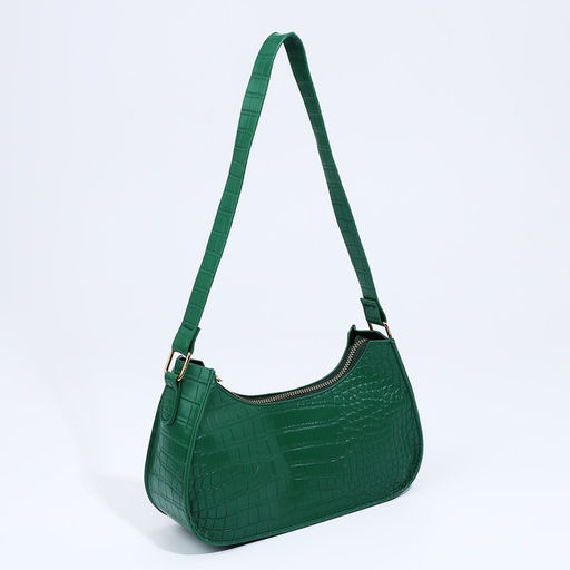 Сумка-багет на молнии, цвет зелёный - Simaland фото 2