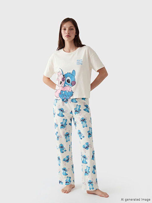 Lilo & Stitch Bask?l? Kad?n Pijama Tak?m - Waikiki фото 2
