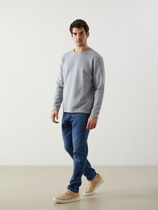 Bisiklet Yaka Uzun Kollu Erkek Sweatshirt