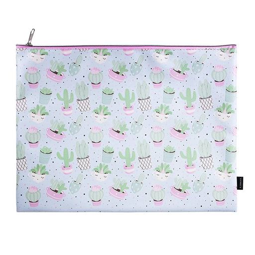 Папка 1 отделение А4 LOREX SENSITIVE CACTUS голубая, молния сверху, искусственная кожа, дл...