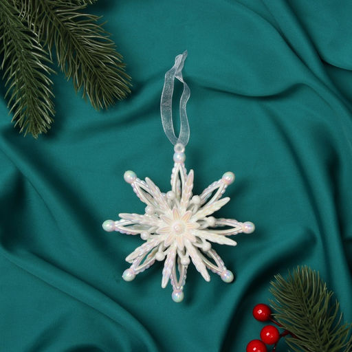 Цена за 2 шт. Ёлочная игрушка Зимнее волшебство. Звезда объёмная, 1010 см, белый перелив