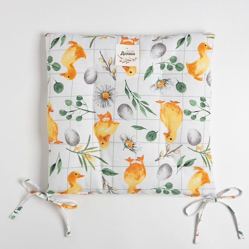 Сидушка на стул Доляна Duckling 42х42 см, 100% хлопок, рогожка 164 г/м2  фото 8