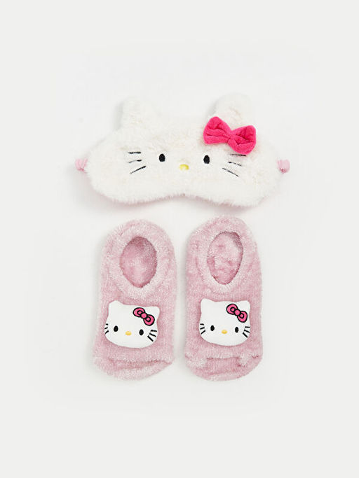 Hello Kitty Desenli Kayd?rmaz Tabanl? K?z ?ocuk Ev ?orab? ve Uyku Band?