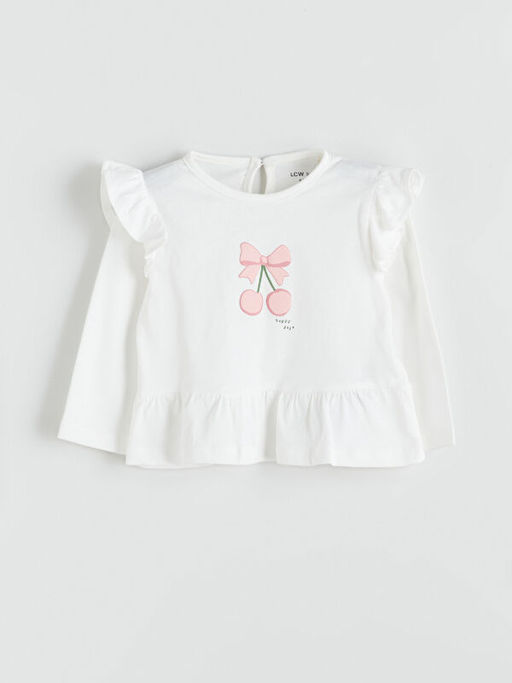 Bisiklet Yaka Bask?l? K?z Bebek Bluz ve Tayt 2li