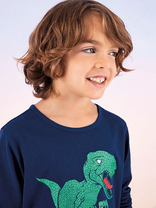 Bisiklet Yaka Bask?l? Uzun Kollu Erkek ?ocuk Pijama Tak?m? - Waikiki фото 2