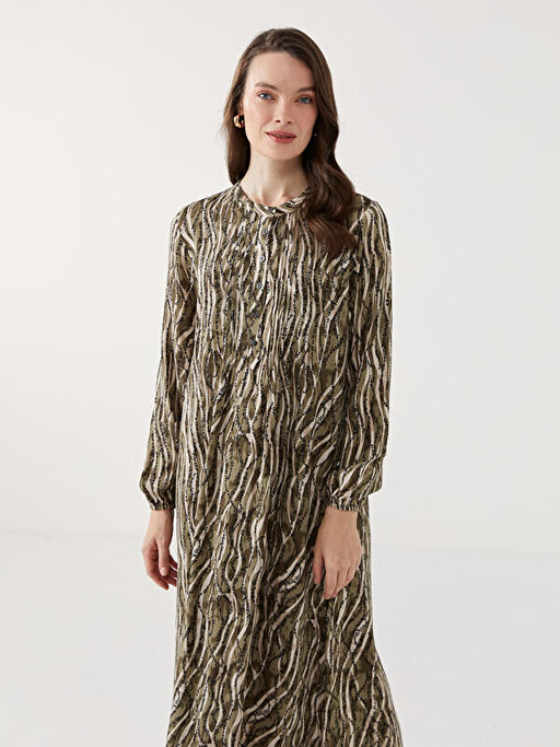 Bisiklet Yaka Desenli Elbise