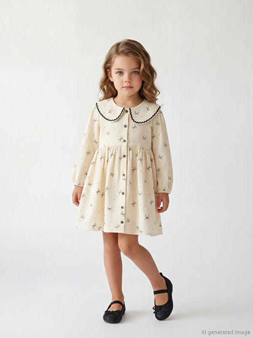 Bebe Yaka F?rf?rl? K?z ?ocuk Elbise
